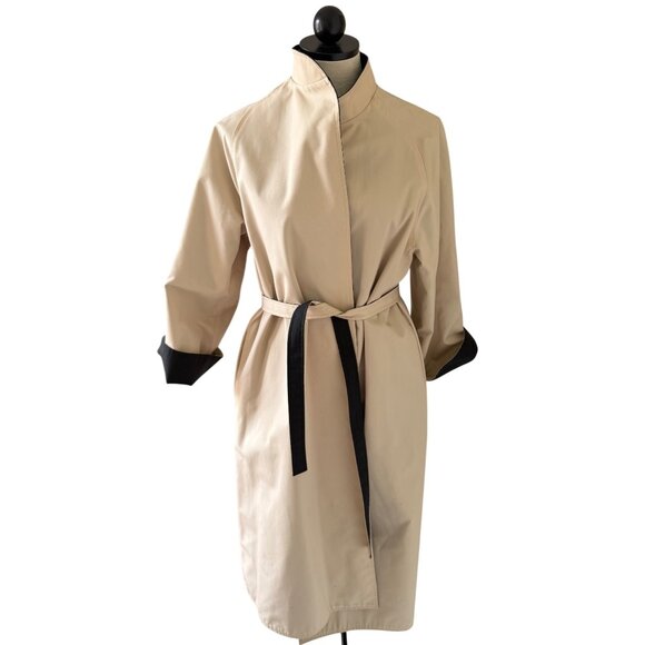 Stanbrooke Womens Trench Coat Size M Black Tan Cotton Blend Reversible Vintage - Picture 11 of 11